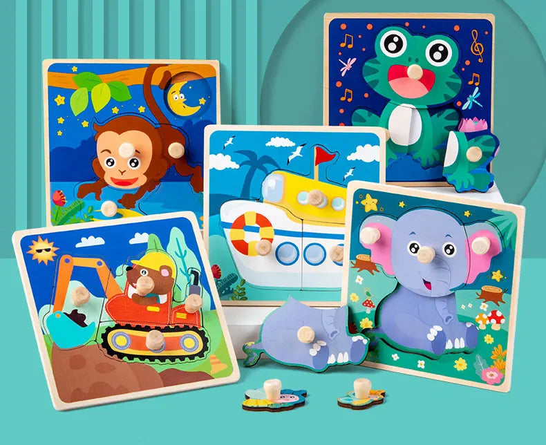 Baby Toys Montessori Wooden Puzzles Children