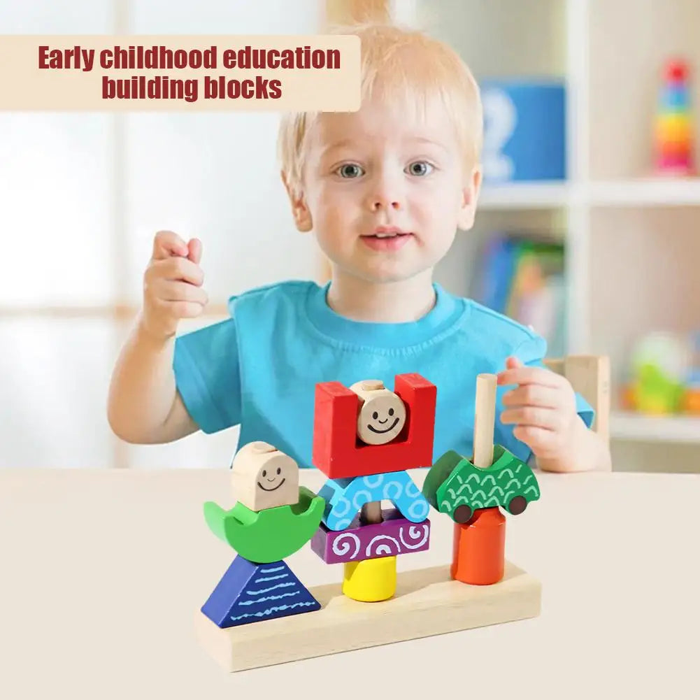 Wooden Blocks Stacked Shape Matching Game