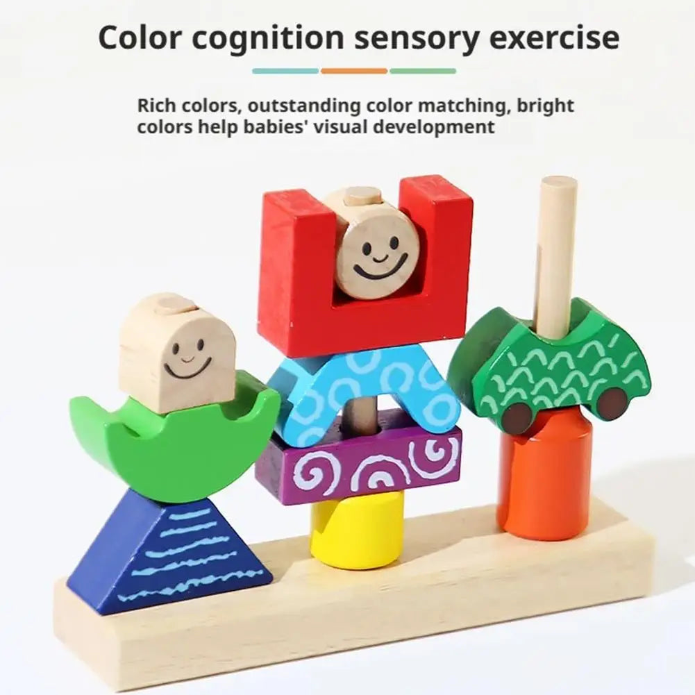 Wooden Blocks Stacked Shape Matching Game