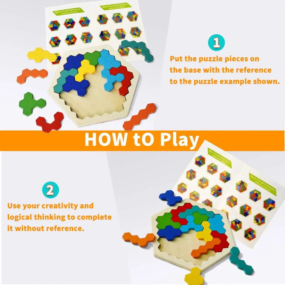 3D Hexagonal Wooden Puzzles Educational Toys