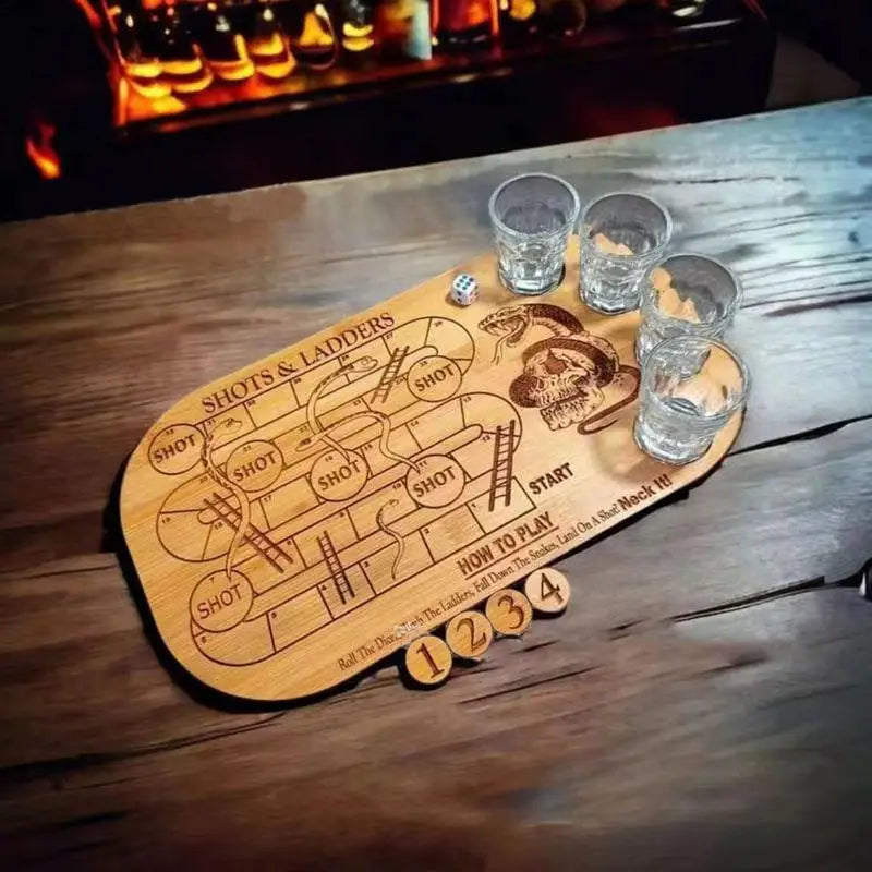 Shots & Ladders Drinking Game Wooden Snake