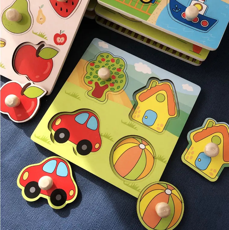 Baby Toys Montessori Wooden Puzzles Children