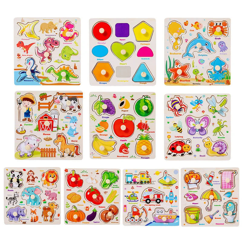 Montessori Baby Toys Wooden 3d Puzzle Cartoon