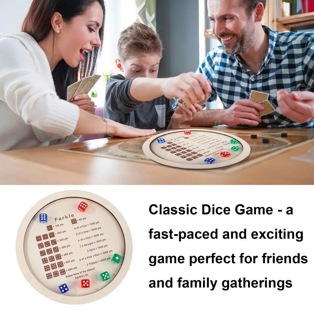 Wooden Farkle Dice Tray with 6 Dice Board Games
