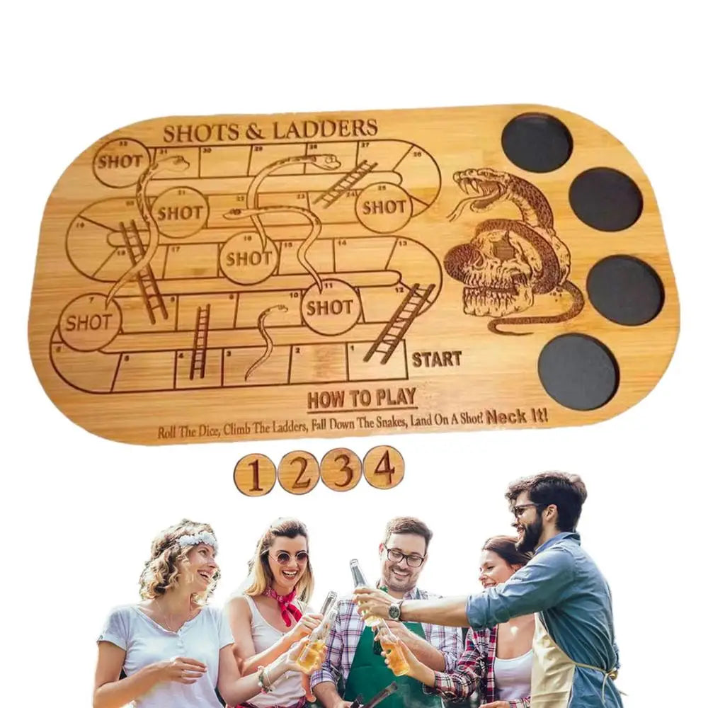 Shots & Ladders Drinking Game Wooden Snake