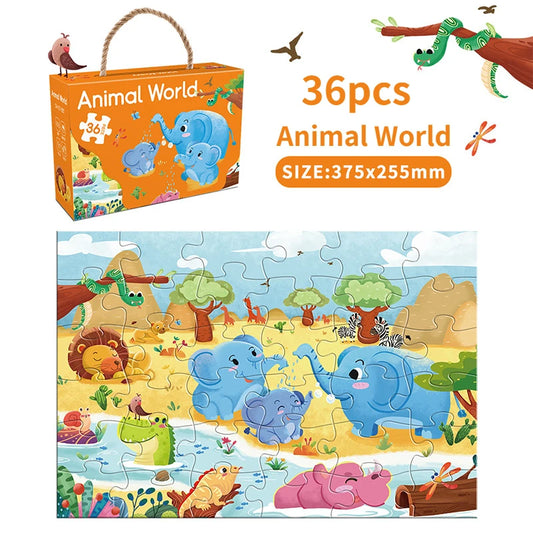 36pcs Carrying Jigsaw Puzzle Children Paper