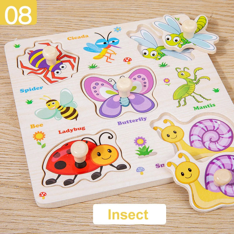 Montessori Baby Toys Wooden 3d Puzzle Cartoon