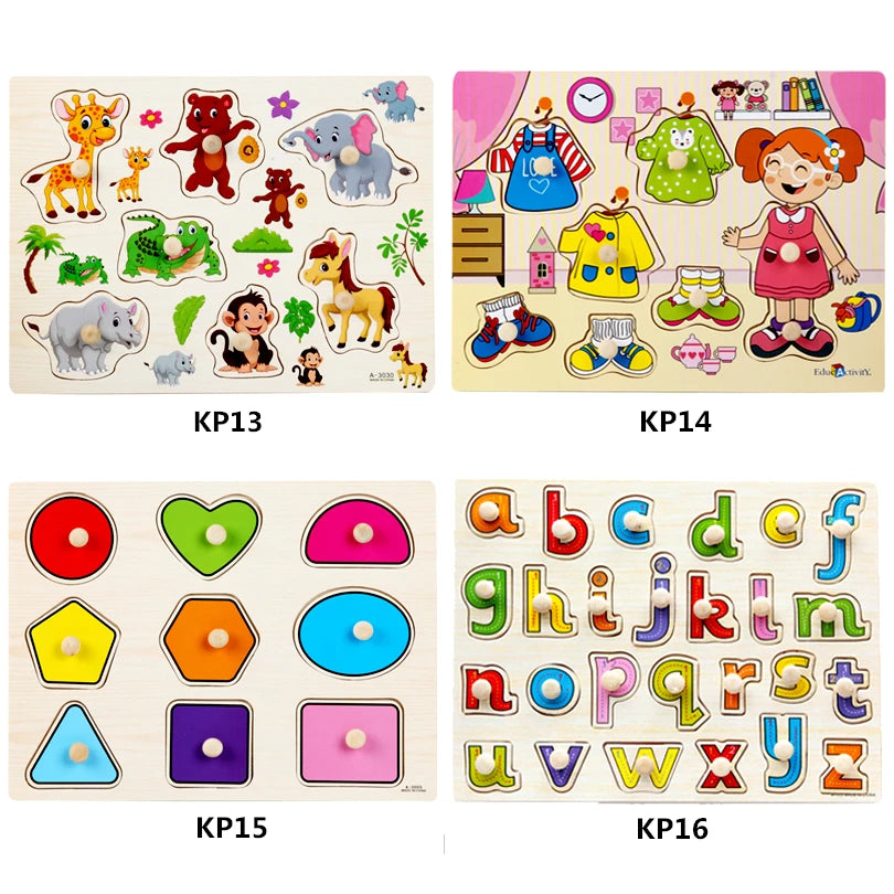 30cm Baby Toys Montessori Wooden Puzzle