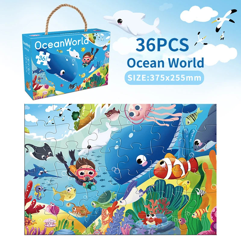 36pcs Carrying Jigsaw Puzzle Children Paper