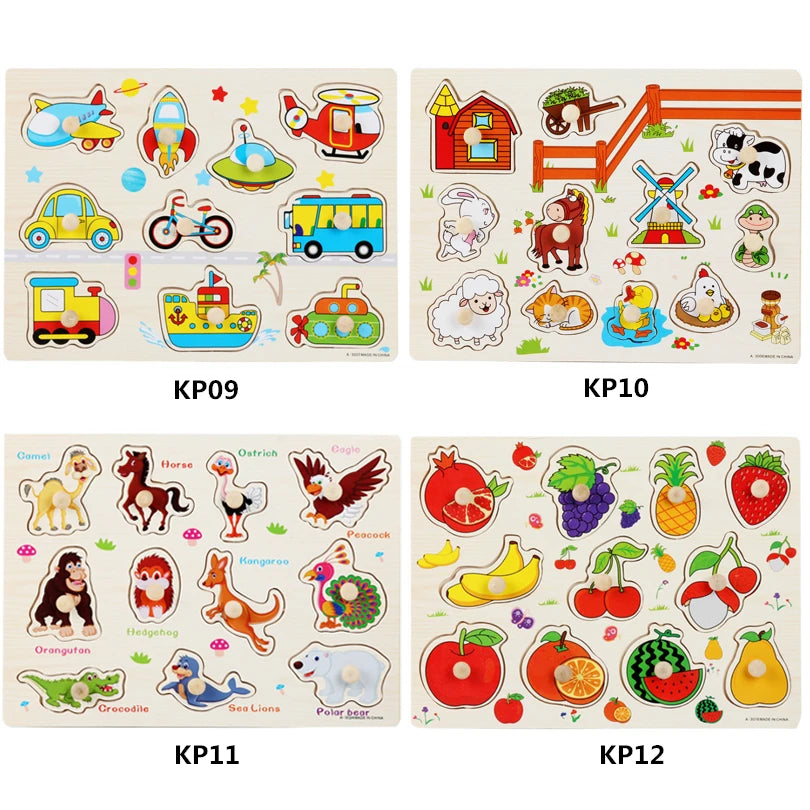 30cm Baby Toys Montessori Wooden Puzzle