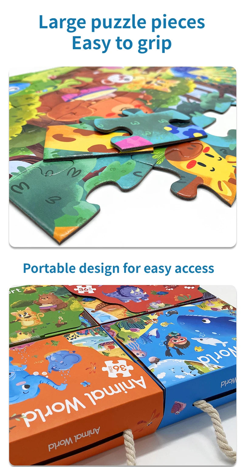 36pcs Carrying Jigsaw Puzzle Children Paper