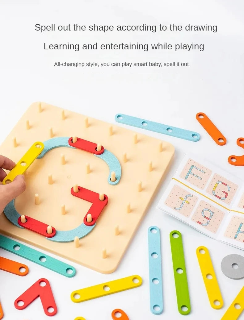 Children Wooden Geoboard Toys Nail Board