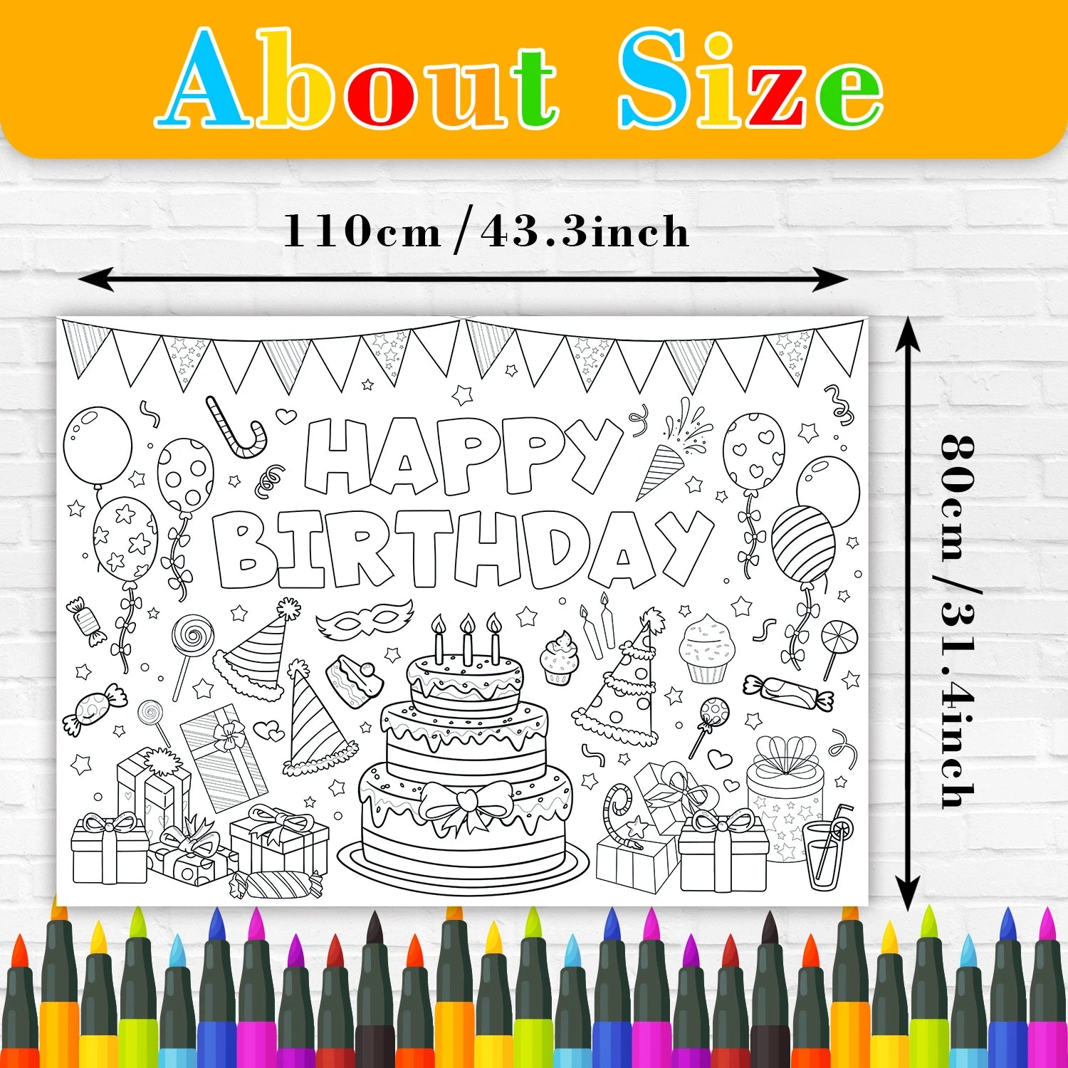 Large Children Drawing DIY Birthday Sticky