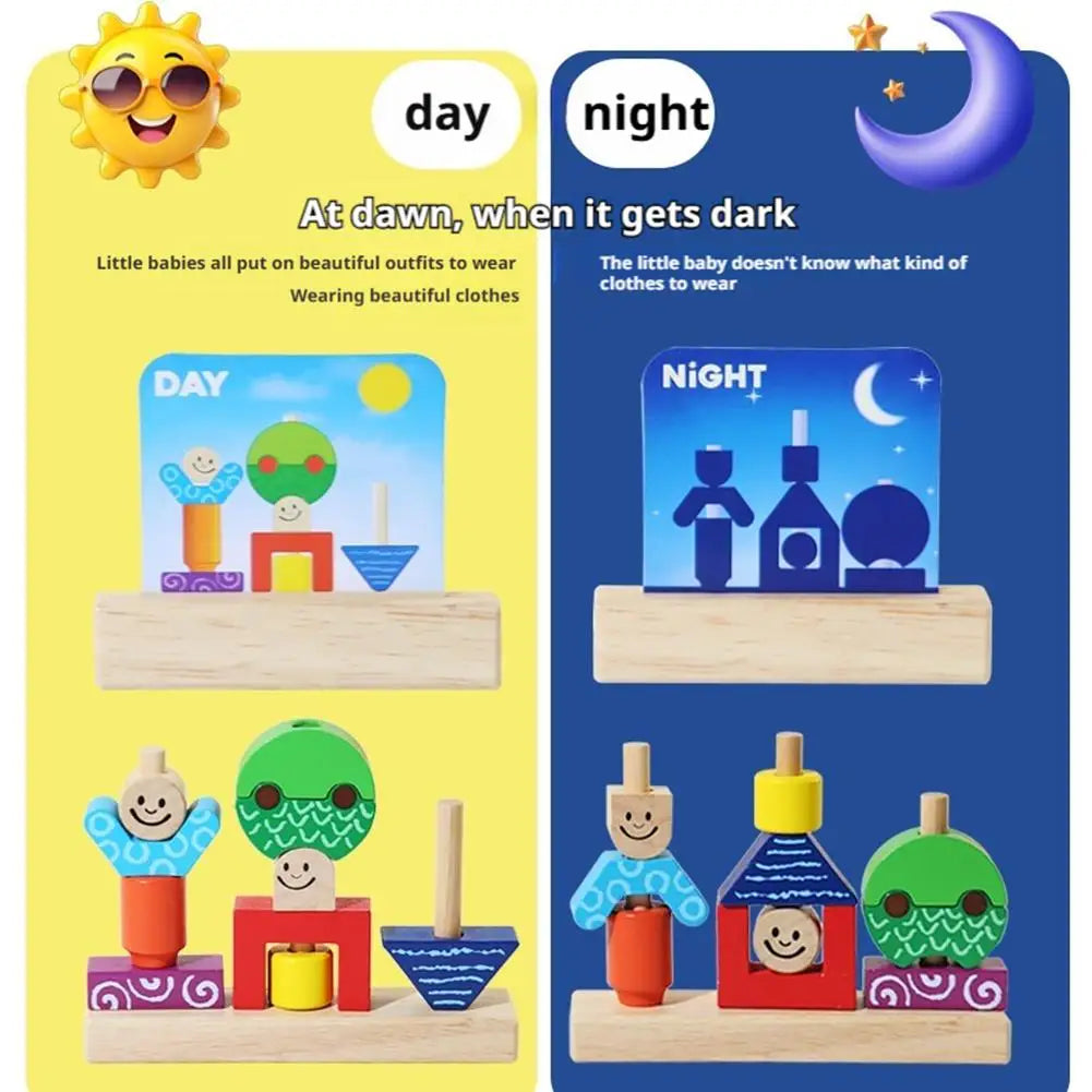 Wooden Blocks Stacked Shape Matching Game