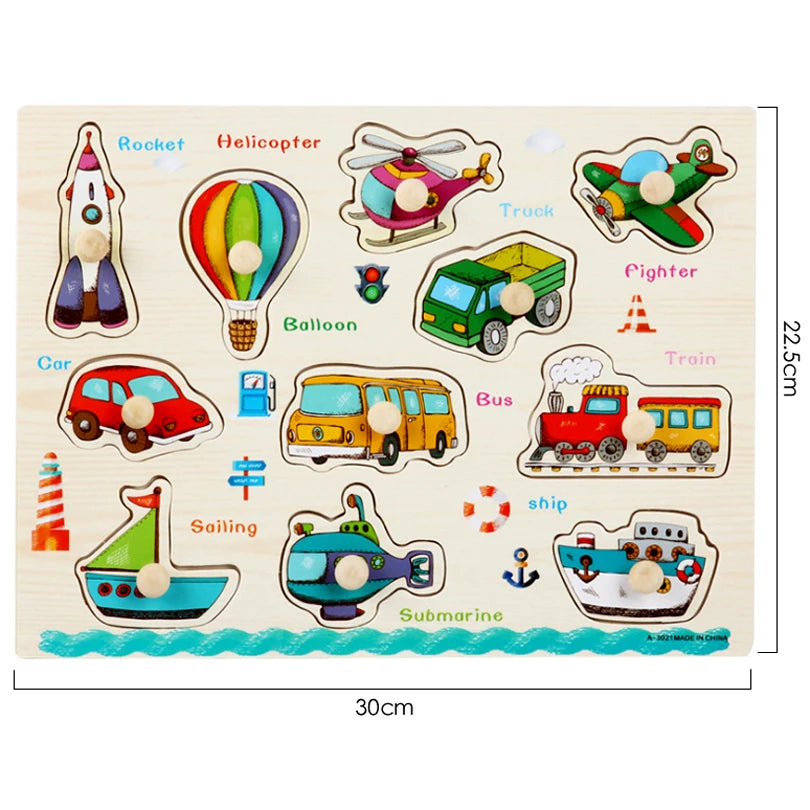 30cm Baby Toys Montessori Wooden Puzzle