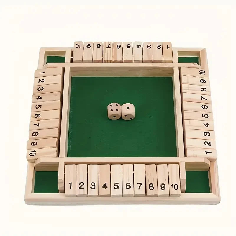 Classic 4 Sided Wooden Board Game With 2 Dice