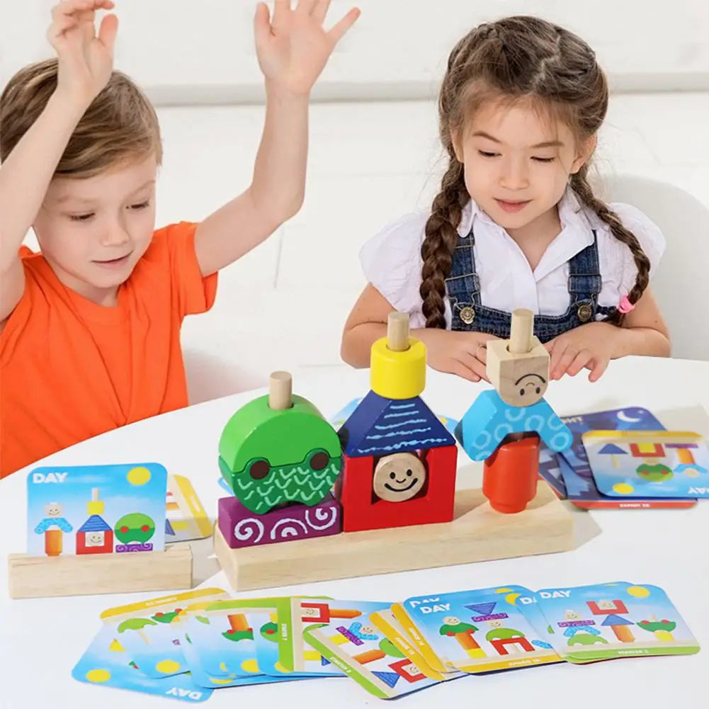 Wooden Blocks Stacked Shape Matching Game