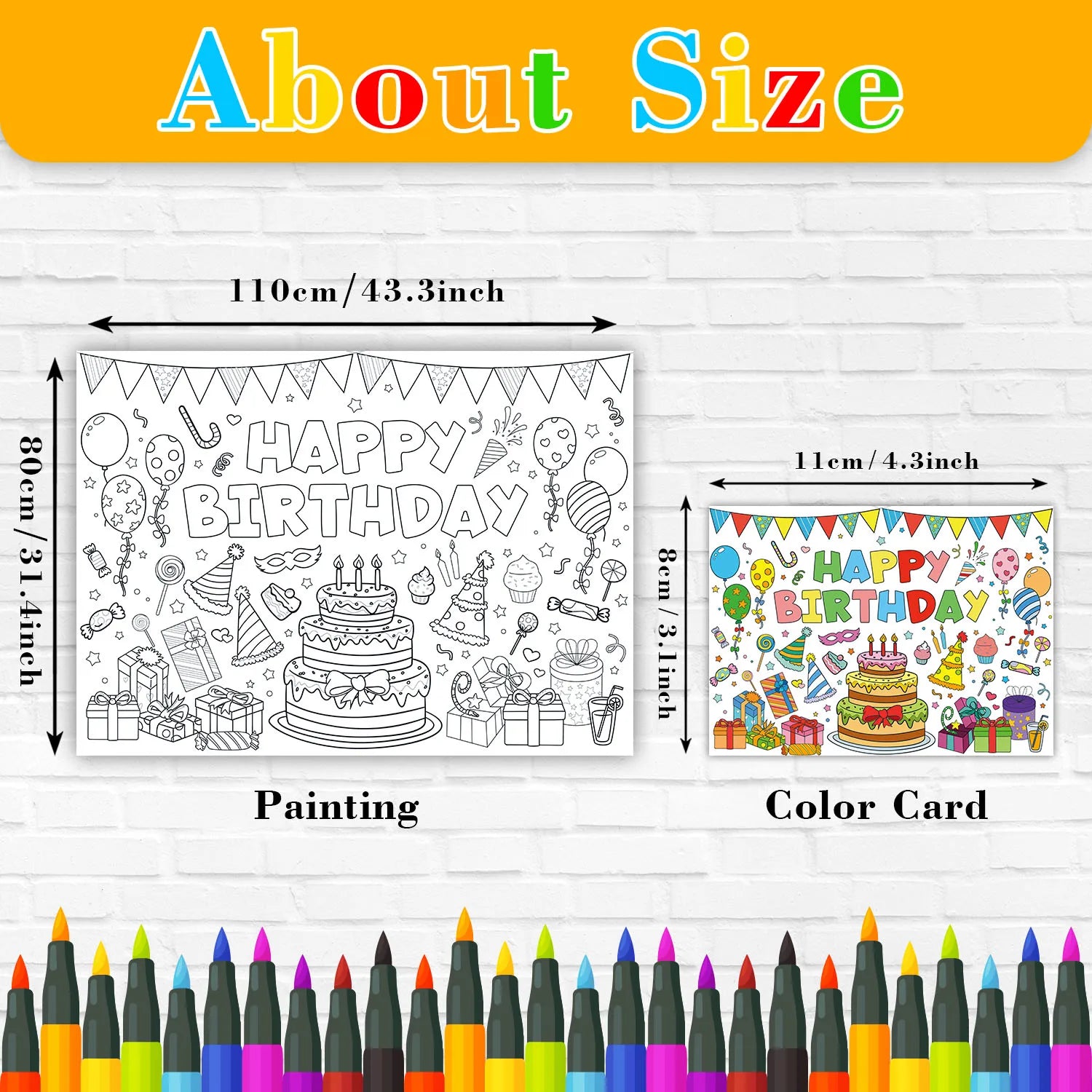 Large Children Drawing DIY Birthday Sticky