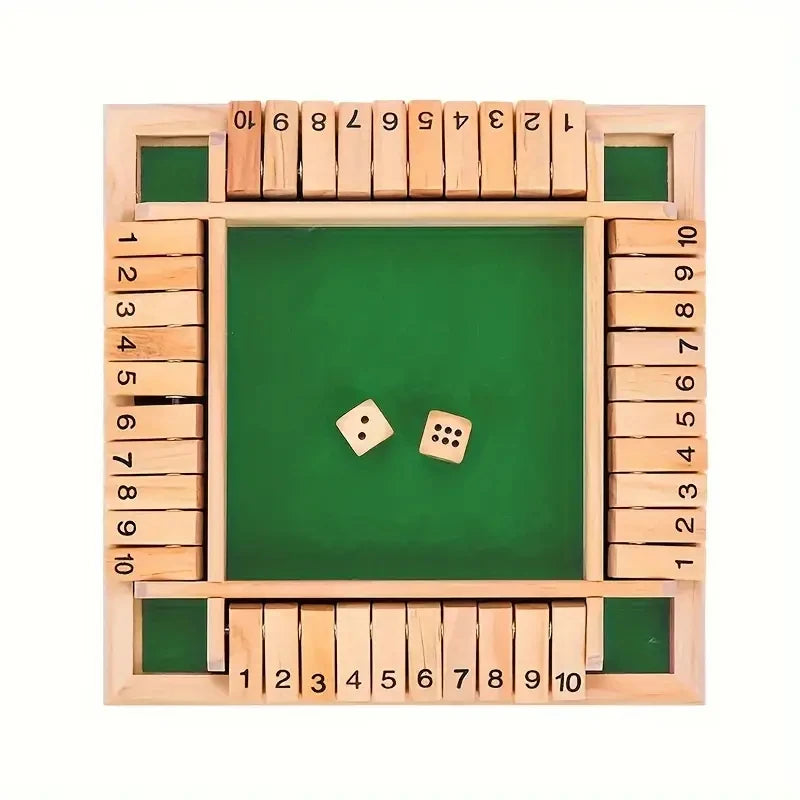 Classic 4 Sided Wooden Board Game With 2 Dice