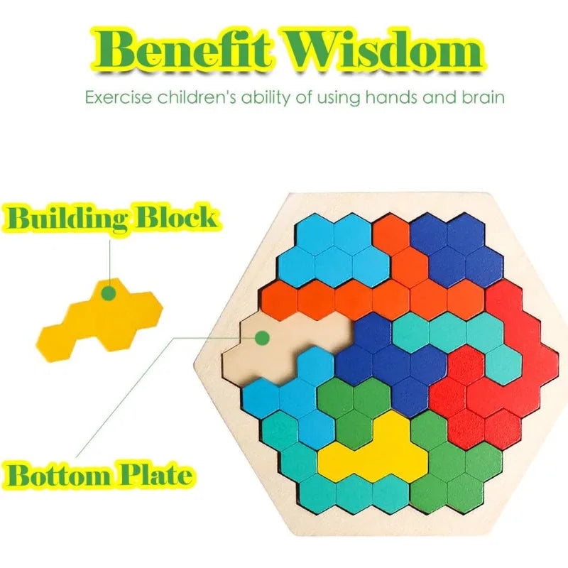 3D Hexagonal Wooden Puzzles Educational Toys
