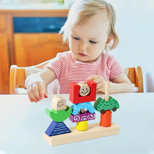 Wooden Blocks Stacked Shape Matching Game