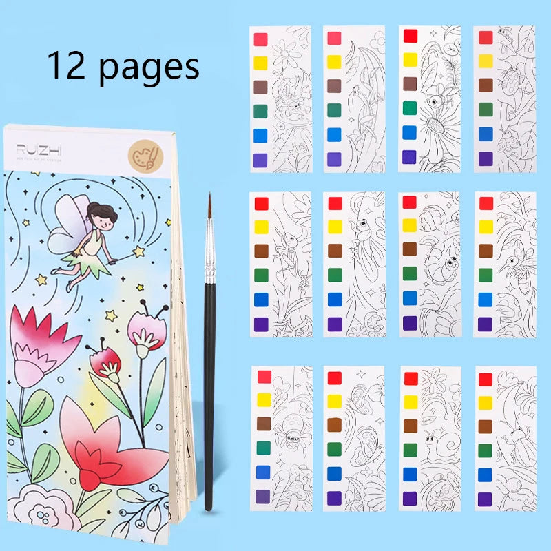 12 pages Children's Watercolor Coloring Book