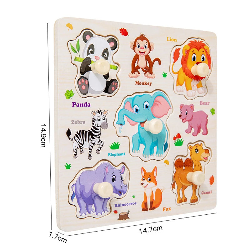 Montessori Baby Toys Wooden 3d Puzzle Cartoon