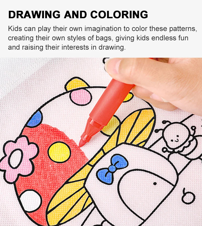 DIY Colored Graffiti Bags Crayons Painting Handbag
