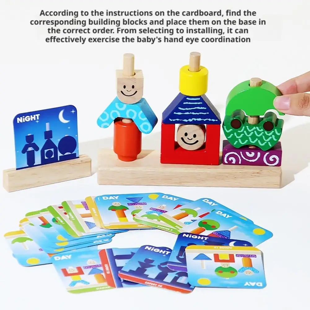 Wooden Blocks Stacked Shape Matching Game