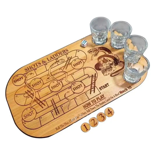 Shots & Ladders Drinking Game Wooden Snake