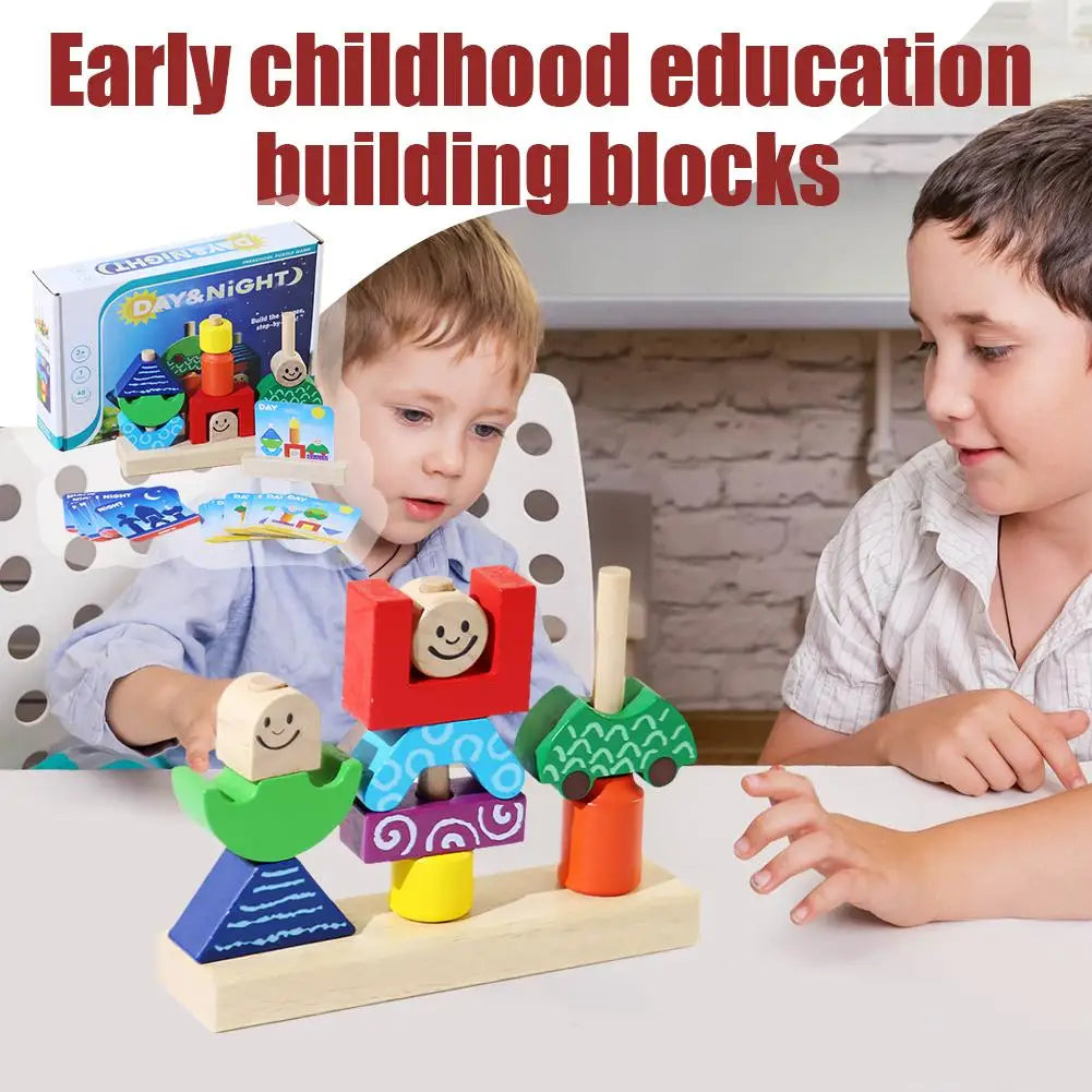 Wooden Blocks Stacked Shape Matching Game