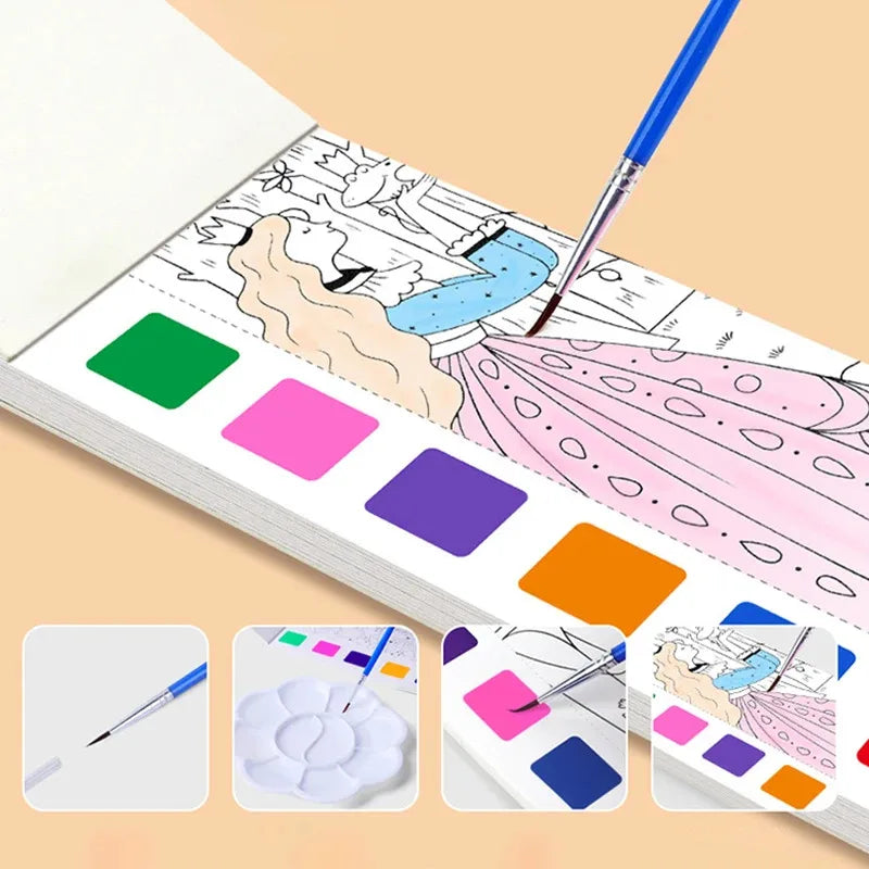 12PCS Kids' Magic Water Painting Book Set